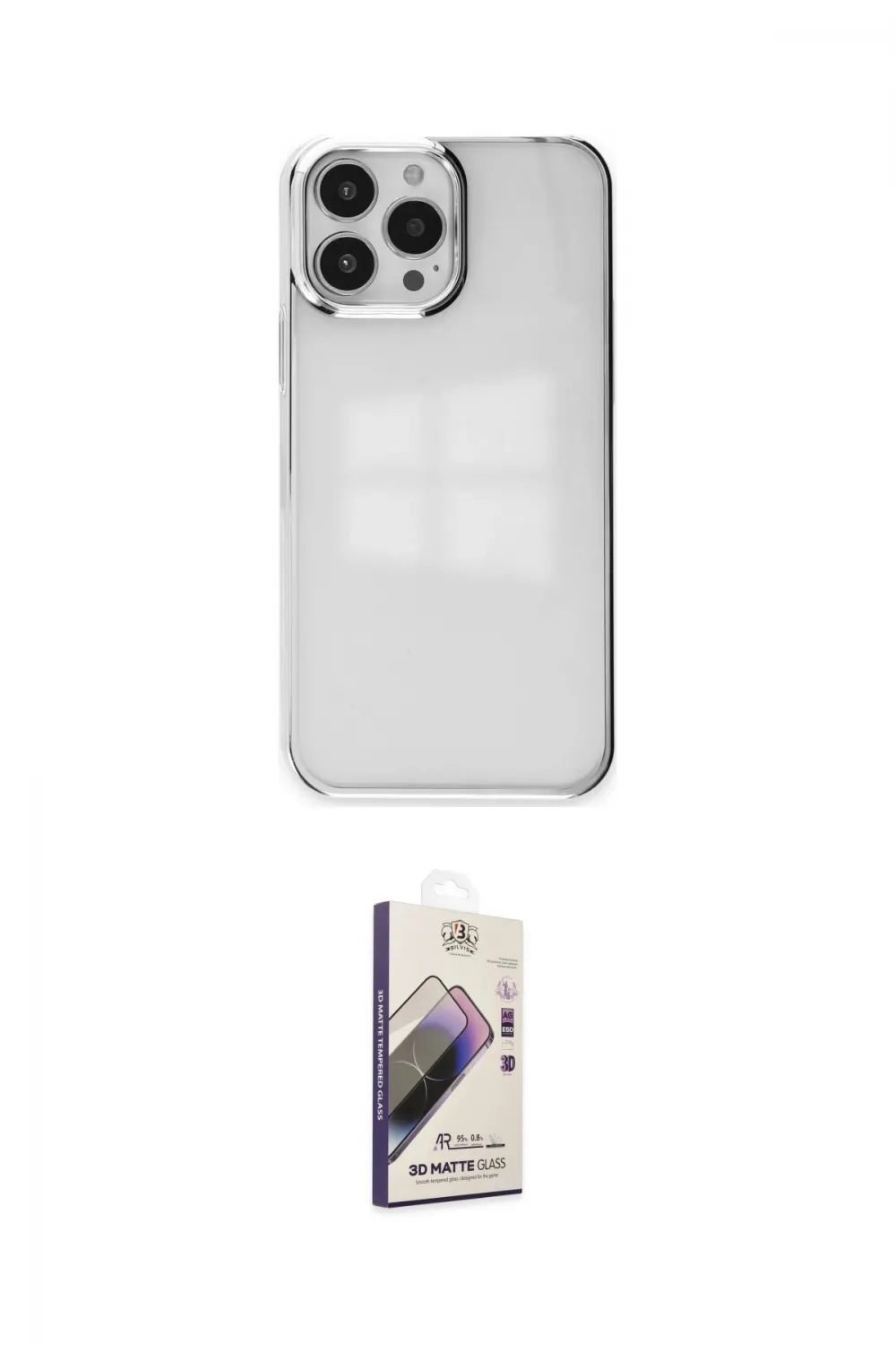 ieg™ iPhone 14 Pro Kılıf Doruk Doku Prime - Siyah Bilvis 3D Mat Cam Ekran Koruyucu
