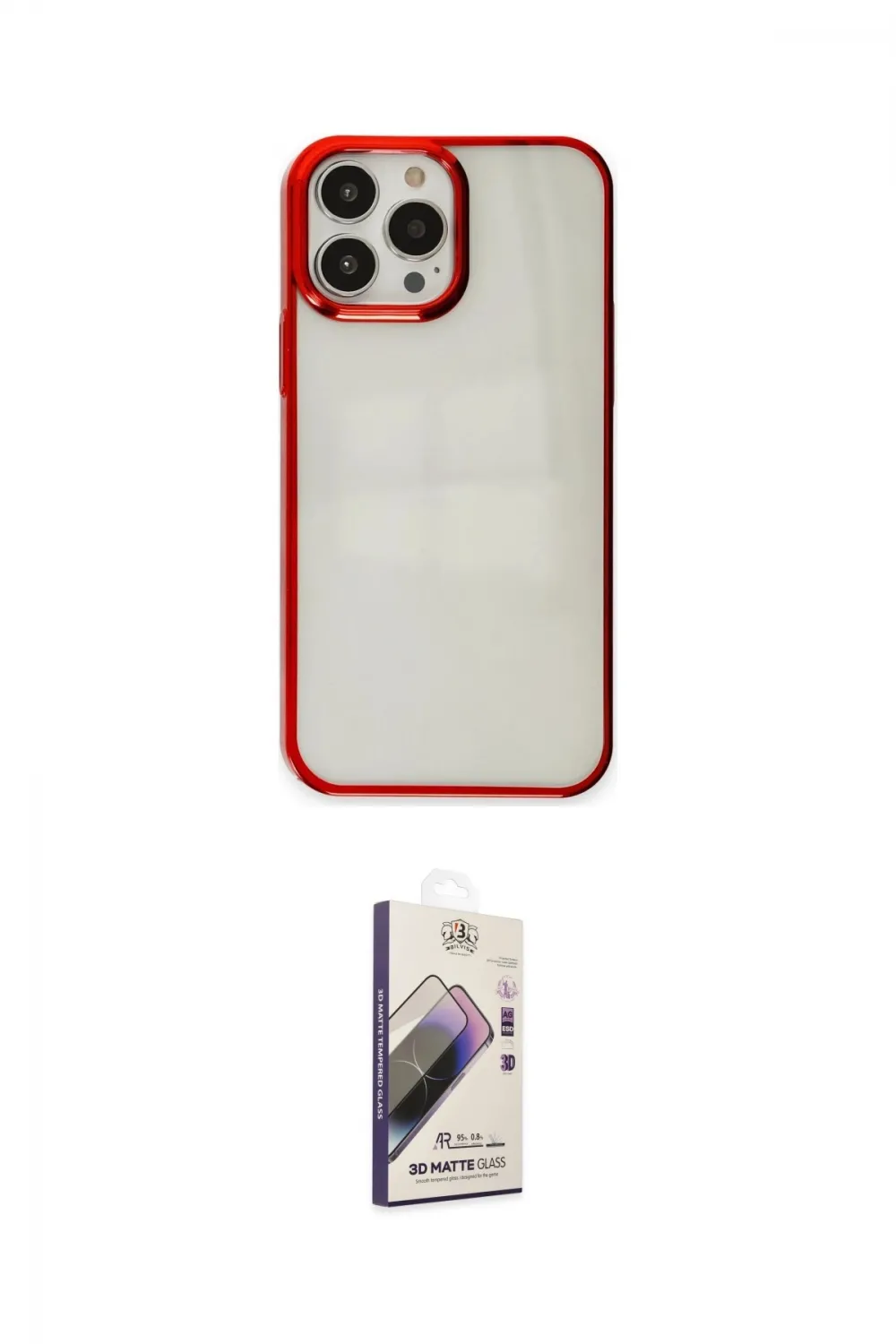 ieg™ iPhone 14 Pro Kılıf Doruk Doku Prime - Siyah Bilvis 3D Mat Cam Ekran Koruyucu