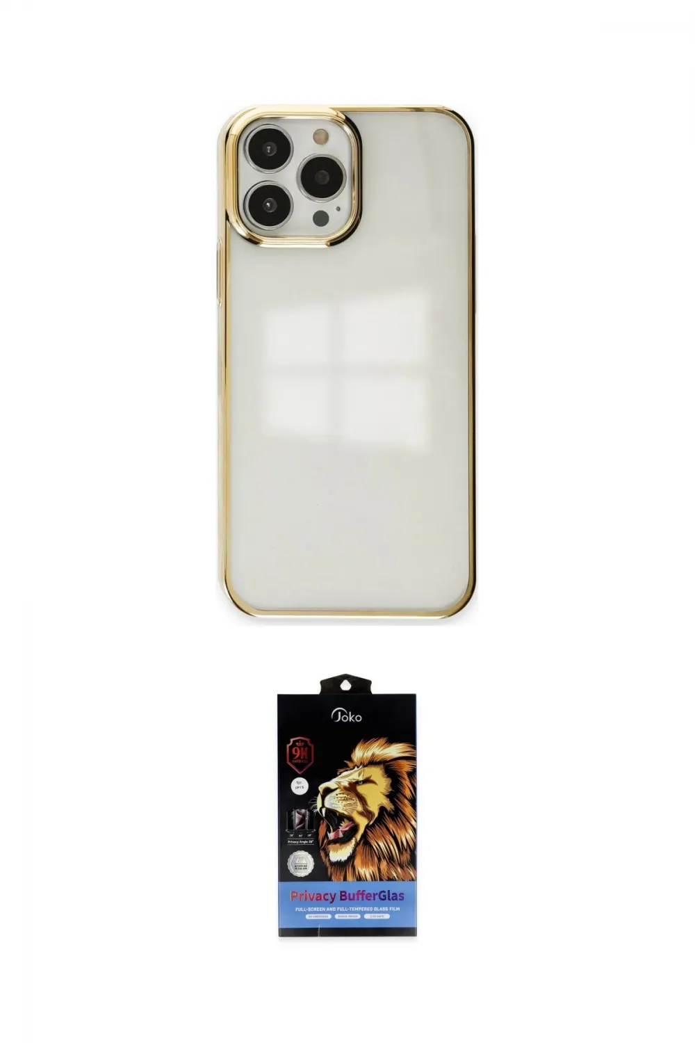 ieg™ iPhone 14 Pro Kılıf Doruk Doku Prime - Siyah Buffer Hayalet Cam Ekran Koruyucu