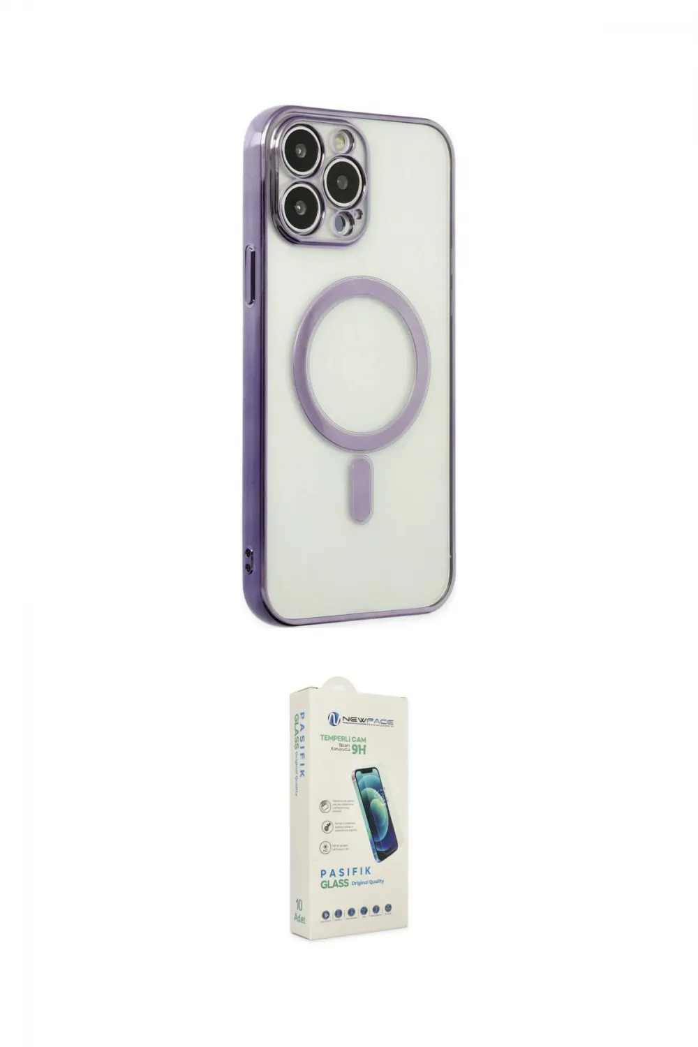 ieg™ iPhone 14 Pro Kılıf Doruk Minimal - Şeffaf Pasifik Cam Ekran Koruyucu