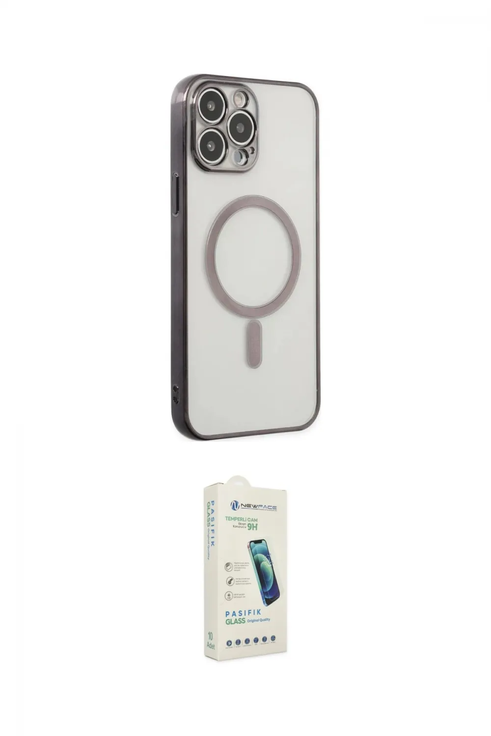 ieg™ iPhone 14 Pro Kılıf Doruk Minimal - Şeffaf Pasifik Cam Ekran Koruyucu