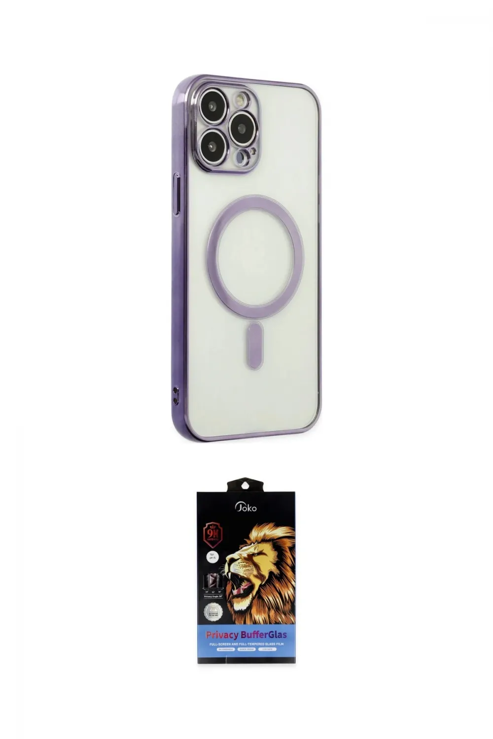 ieg™ iPhone 14 Pro Kılıf Doruk Minimal - Siyah Buffer Hayalet Cam Ekran Koruyucu