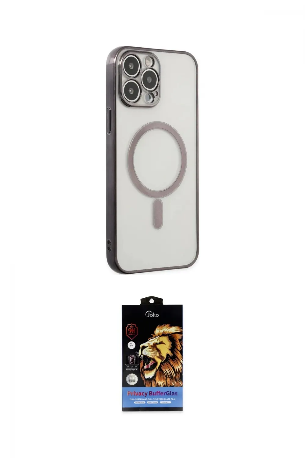 ieg™ iPhone 14 Pro Kılıf Doruk Minimal - Siyah Buffer Hayalet Cam Ekran Koruyucu