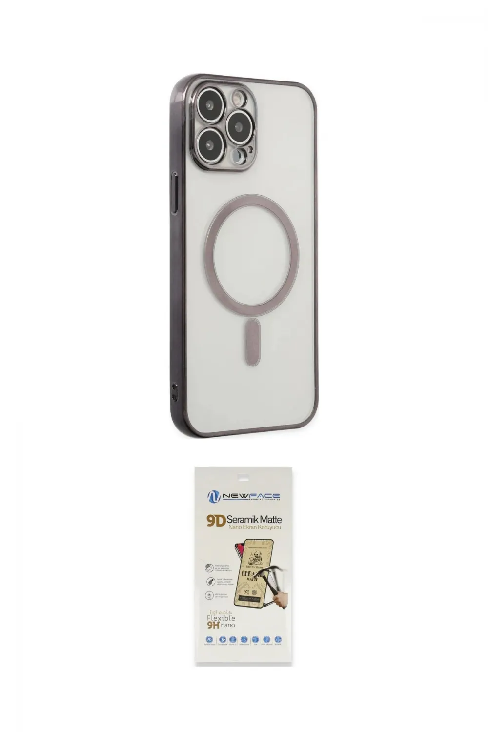 ieg™ iPhone 14 Pro Kılıf Doruk Minimal - Siyah Mat Seramik Nano Ekran Koruyucu
