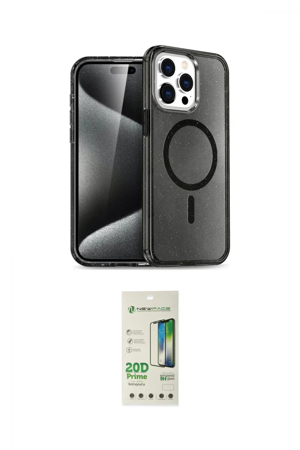 ieg™ iPhone 14 Pro Kılıf Eksen Doku Koleksiyonu - Siyah 20D Premium Cam Ekran Koruyucu
