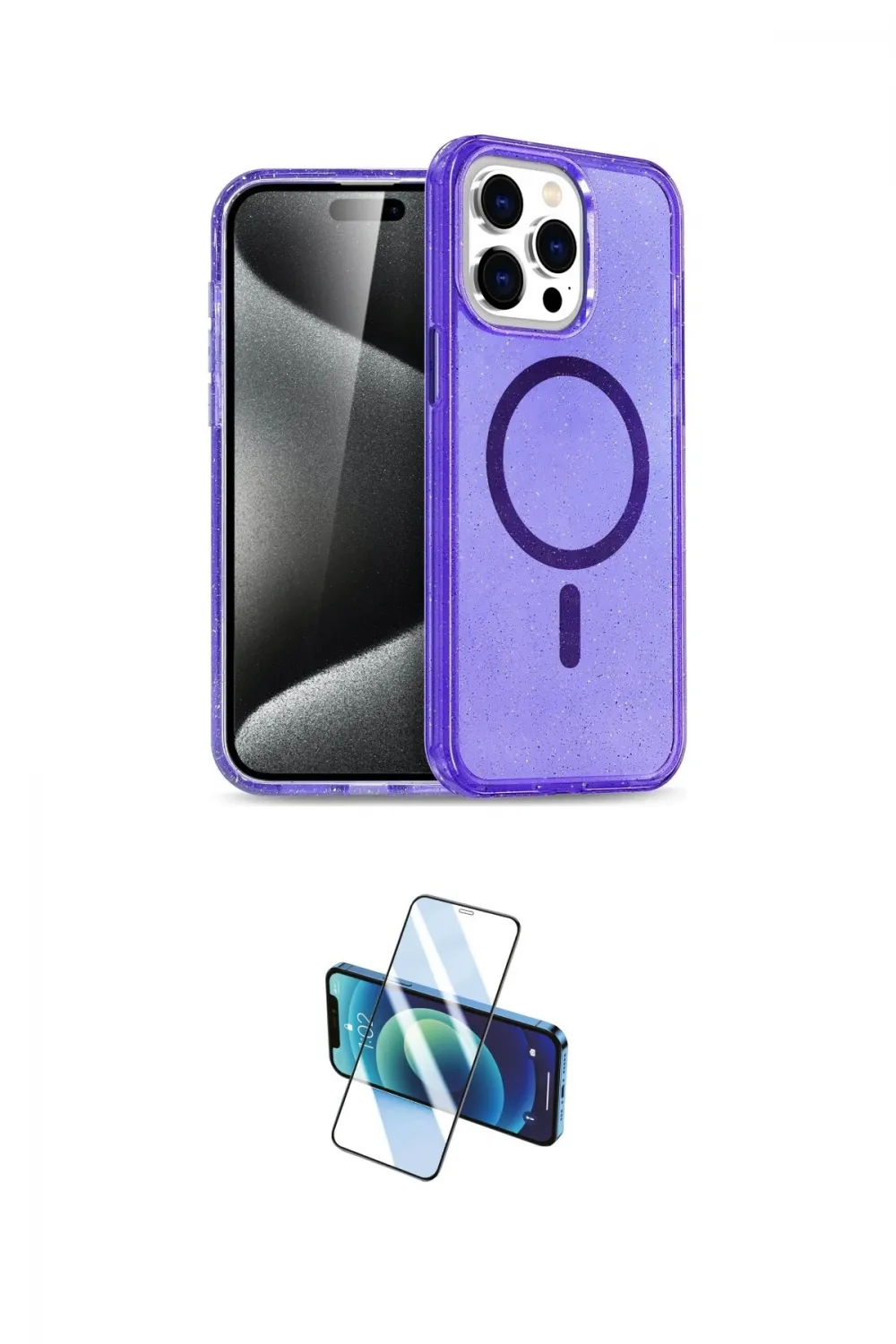 ieg™ iPhone 14 Pro Kılıf Eksen Doku Koleksiyonu - Siyah 3D Antistatik Cam Ekran Koruyucu