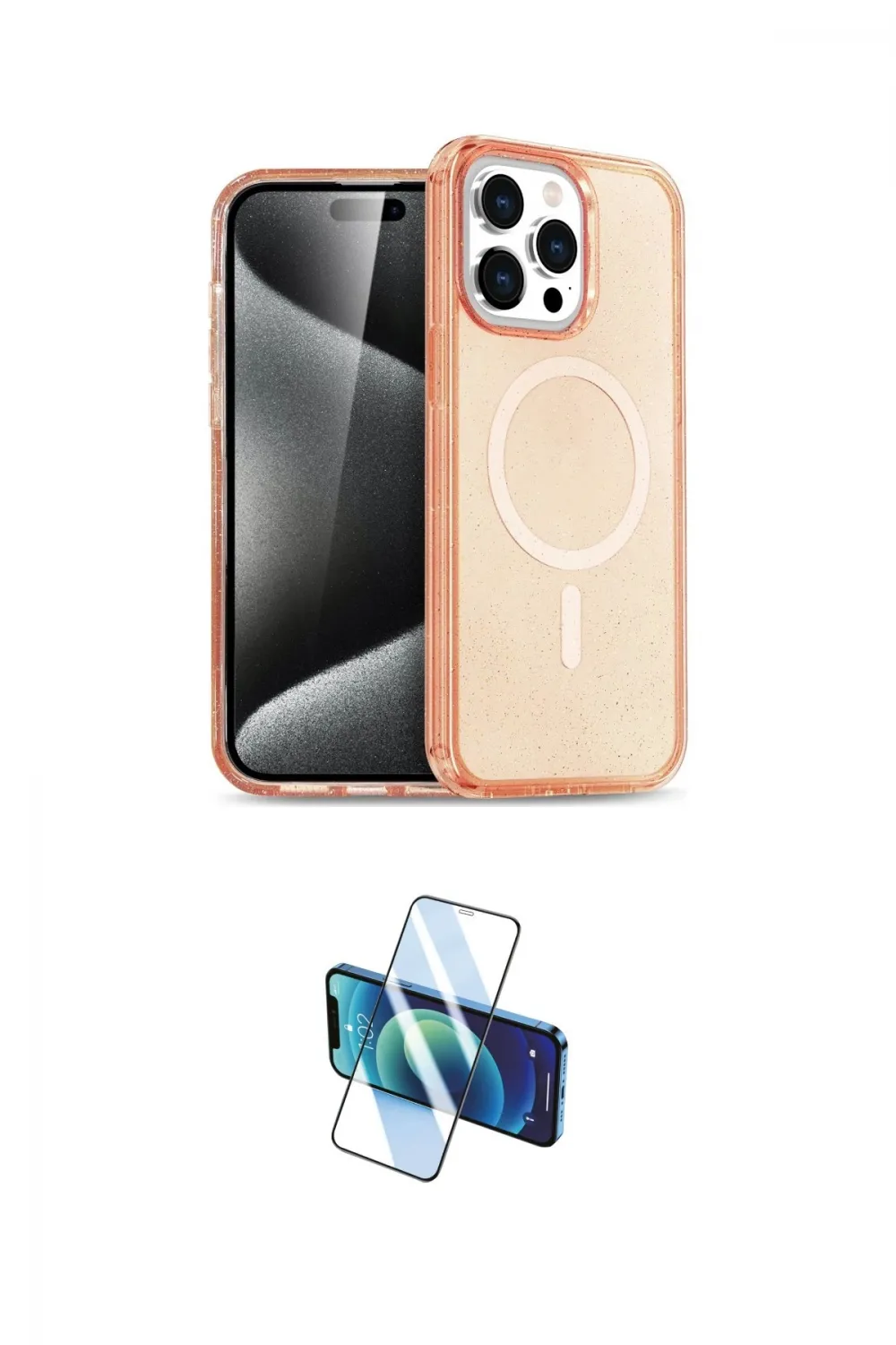 ieg™ iPhone 14 Pro Kılıf Eksen Doku Koleksiyonu - Siyah 3D Antistatik Cam Ekran Koruyucu