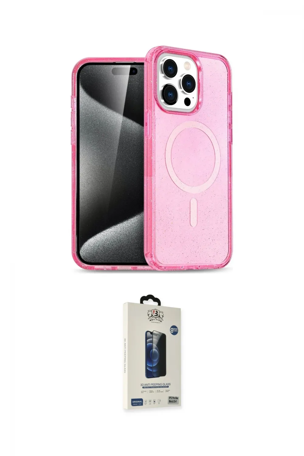 ieg™ iPhone 14 Pro Kılıf Eksen Doku Koleksiyonu - Siyah Bilvis Hayalet Cam Ekran Koruyucu