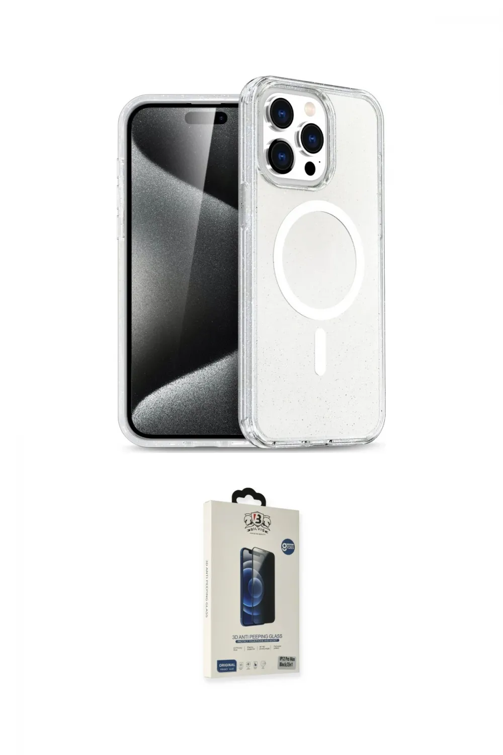ieg™ iPhone 14 Pro Kılıf Eksen Doku Koleksiyonu - Siyah Bilvis Hayalet Cam Ekran Koruyucu