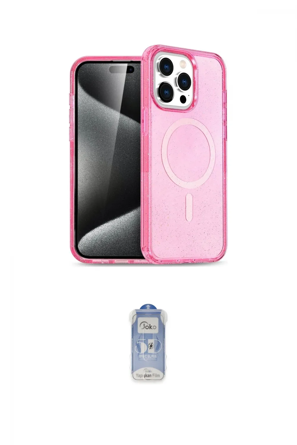 ieg™ iPhone 14 Pro Kılıf Eksen Doku Koleksiyonu - Siyah Joko Magic 5D Cam