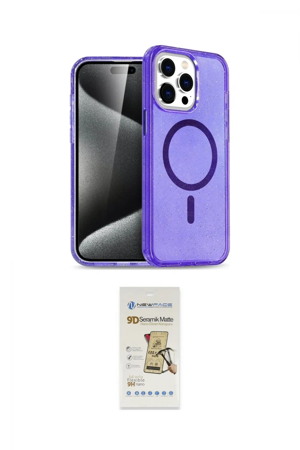ieg™ iPhone 14 Pro Kılıf Eksen Doku Koleksiyonu - Siyah Mat Seramik Nano Ekran Koruyucu