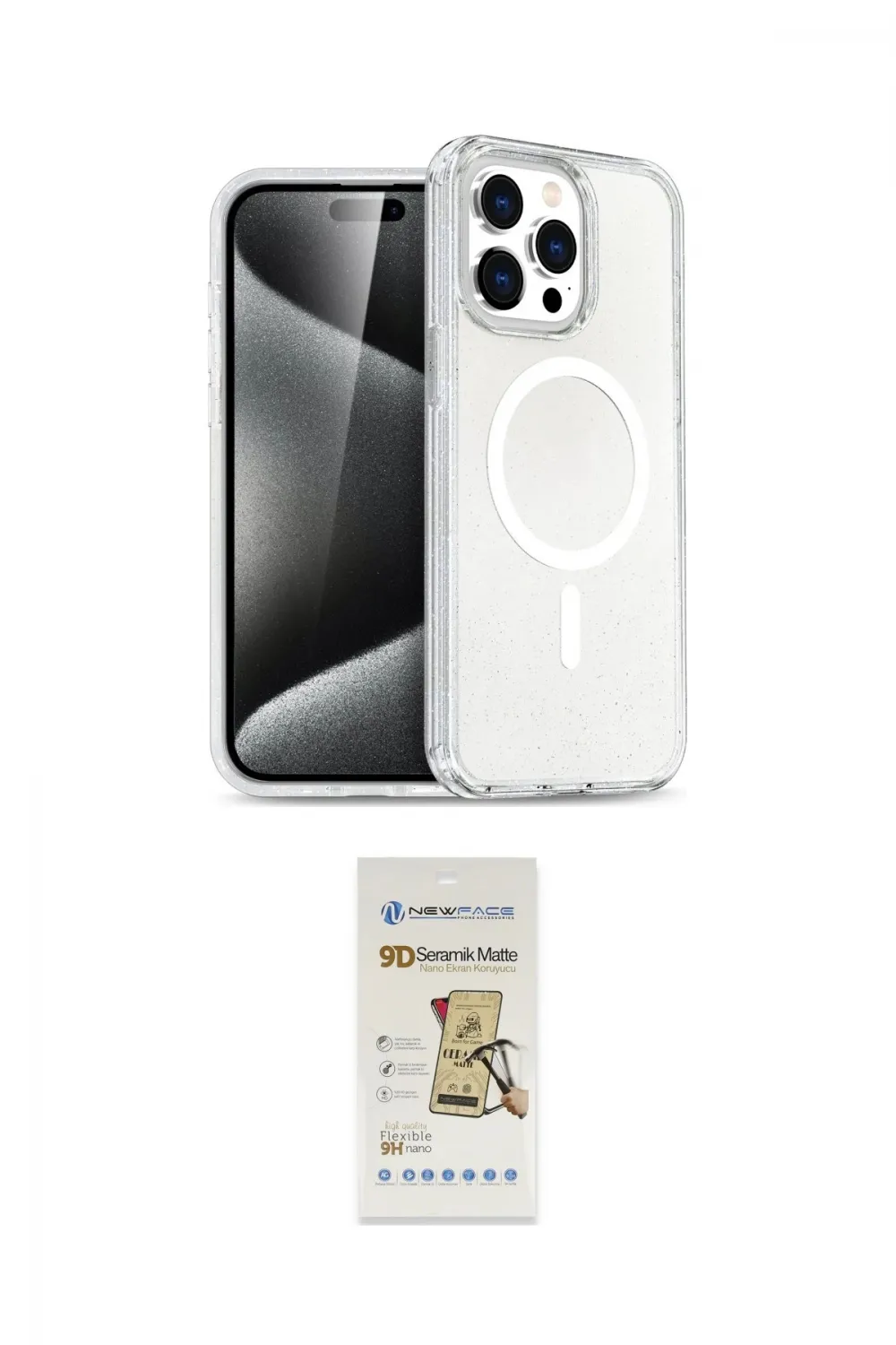 ieg™ iPhone 14 Pro Kılıf Eksen Doku Koleksiyonu - Siyah Mat Seramik Nano Ekran Koruyucu