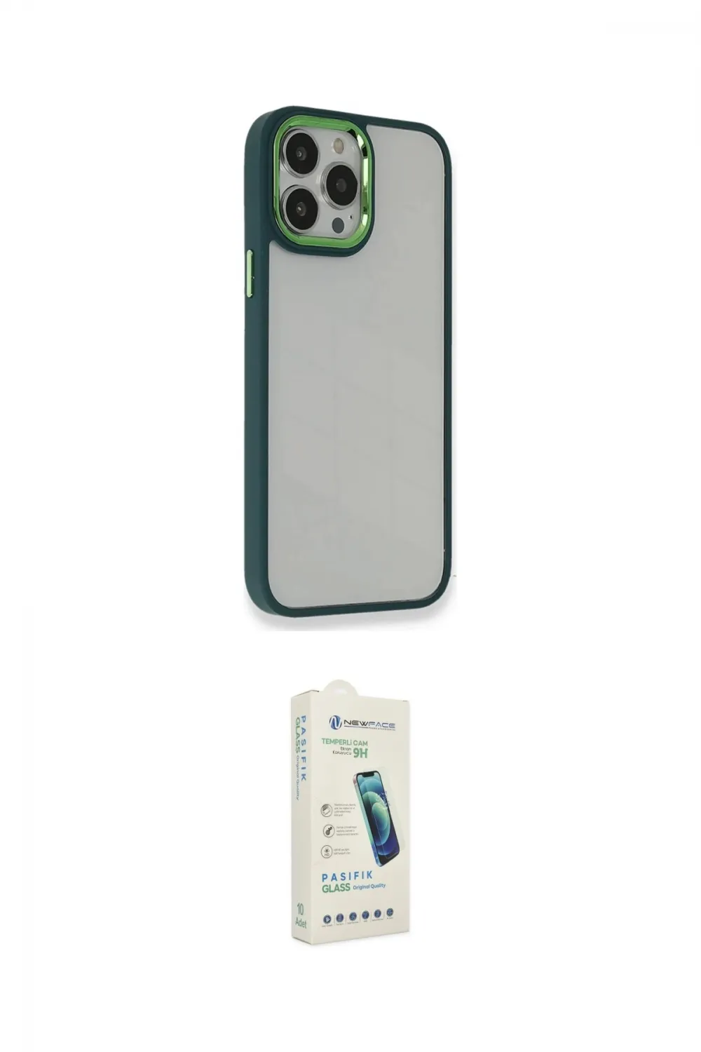 ieg™ iPhone 14 Pro Kılıf Eksen Doku Prime - Şeffaf Pasifik Cam Ekran Koruyucu