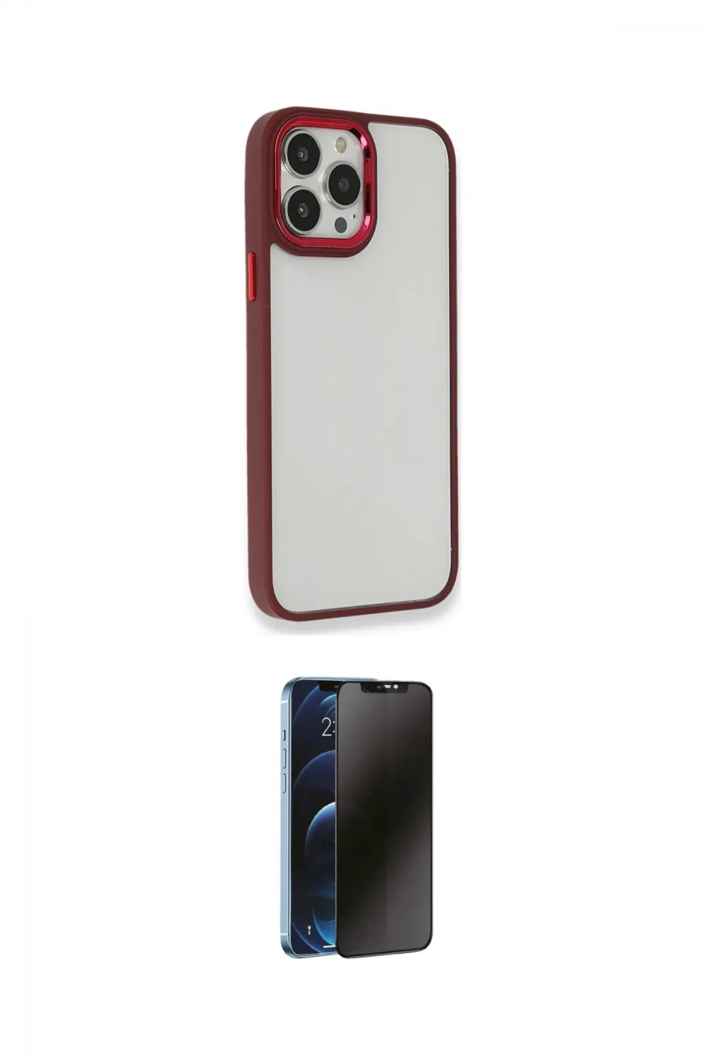 ieg™ iPhone 14 Pro Kılıf Eksen Doku Prime - Siyah 3D Antistatik Hayalet Cam Ekran Koruyucu