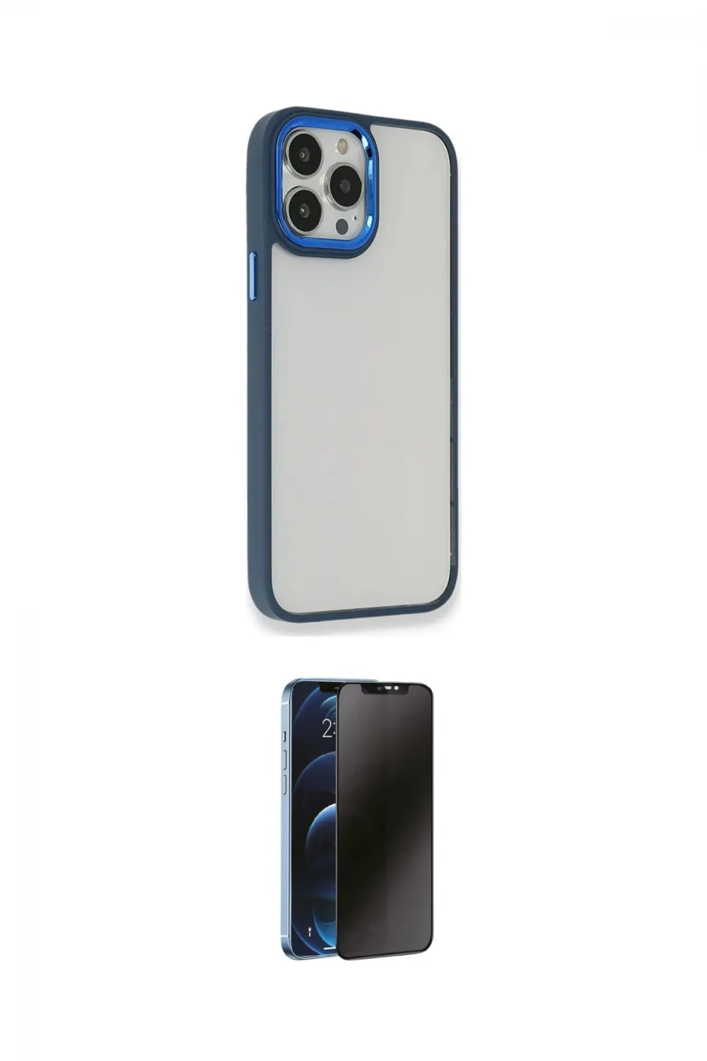 ieg™ iPhone 14 Pro Kılıf Eksen Doku Prime - Siyah 3D Antistatik Hayalet Cam Ekran Koruyucu