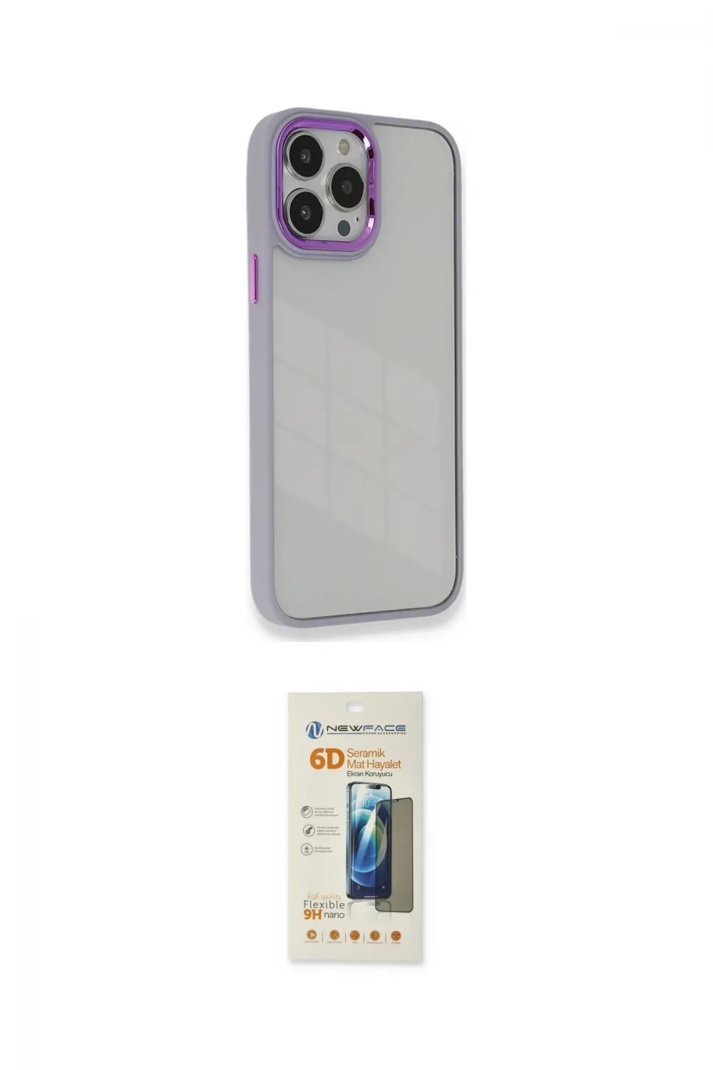 ieg™ iPhone 14 Pro Kılıf Eksen Doku Prime - Siyah 6D Mat Seramik Hayalet Nano Ekran Koruyucu