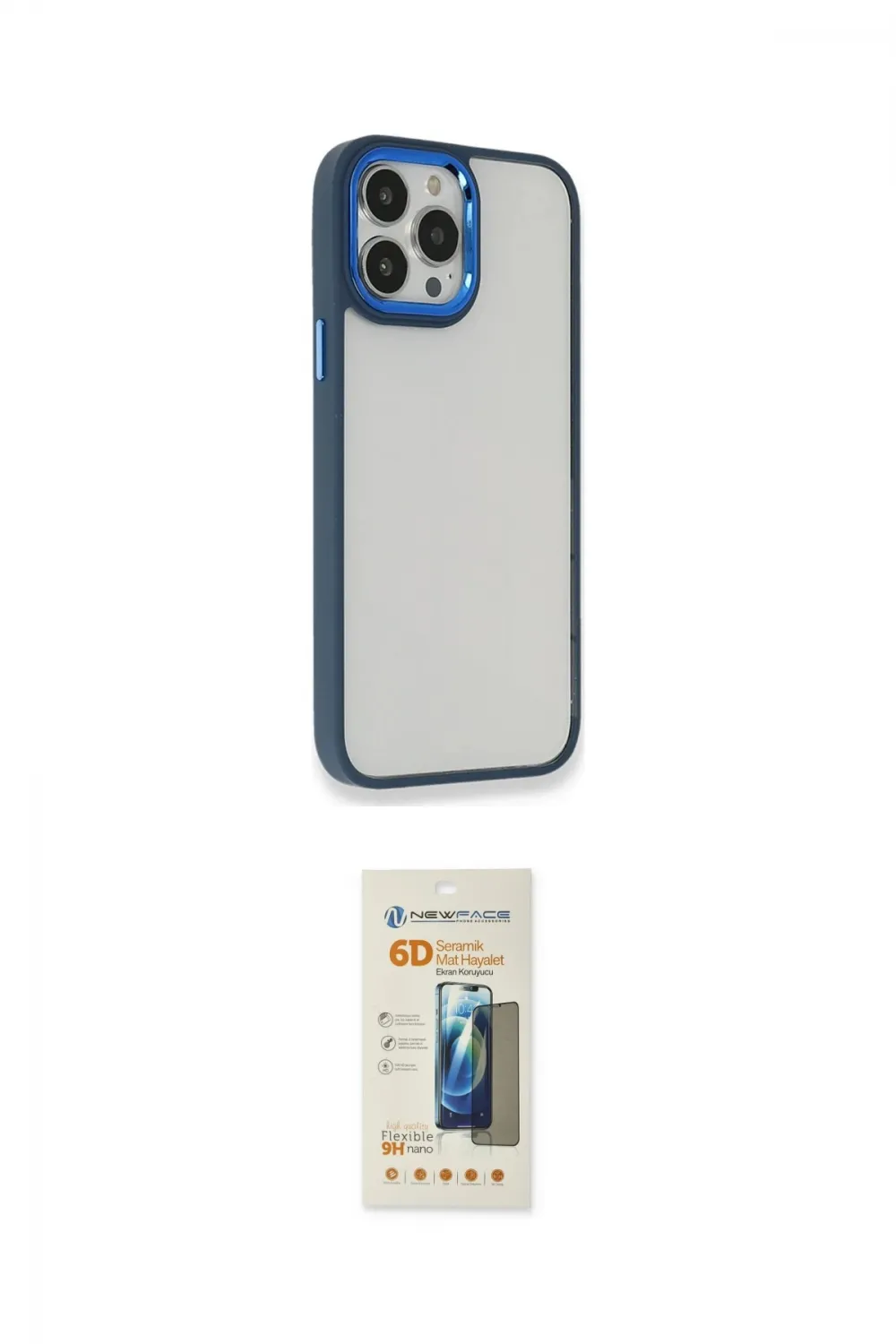 ieg™ iPhone 14 Pro Kılıf Eksen Doku Prime - Siyah 6D Mat Seramik Hayalet Nano Ekran Koruyucu