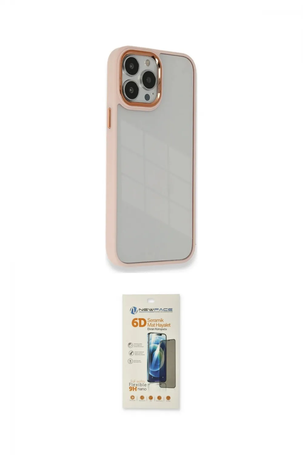 ieg™ iPhone 14 Pro Kılıf Eksen Doku Prime - Siyah 6D Mat Seramik Hayalet Nano Ekran Koruyucu