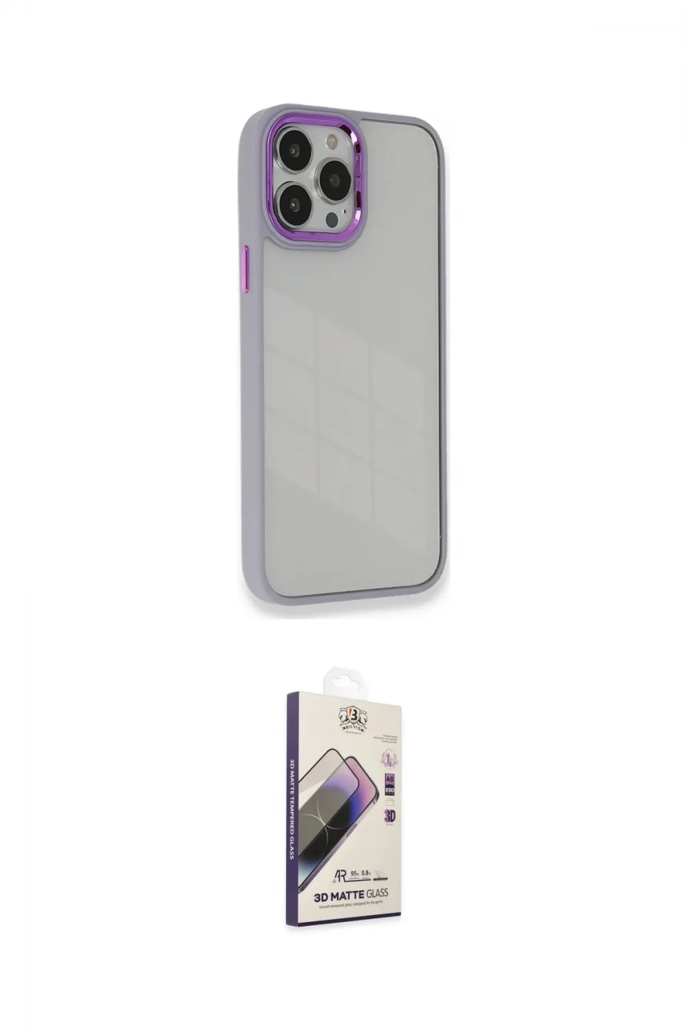 ieg™ iPhone 14 Pro Kılıf Eksen Doku Prime - Siyah Bilvis 3D Mat Cam Ekran Koruyucu