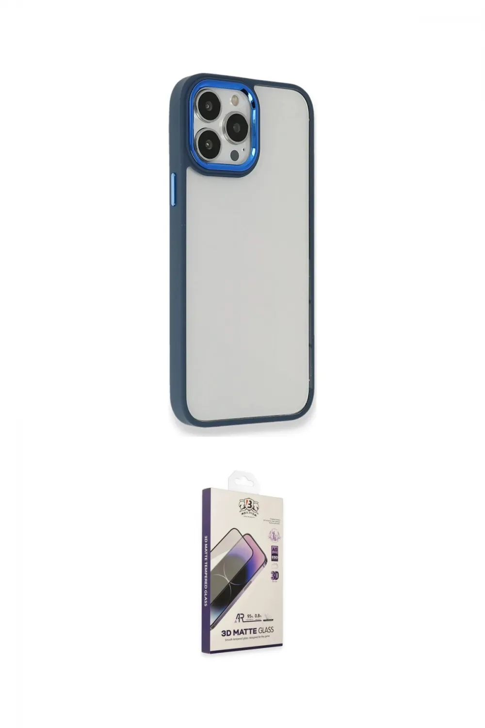 ieg™ iPhone 14 Pro Kılıf Eksen Doku Prime - Siyah Bilvis 3D Mat Cam Ekran Koruyucu