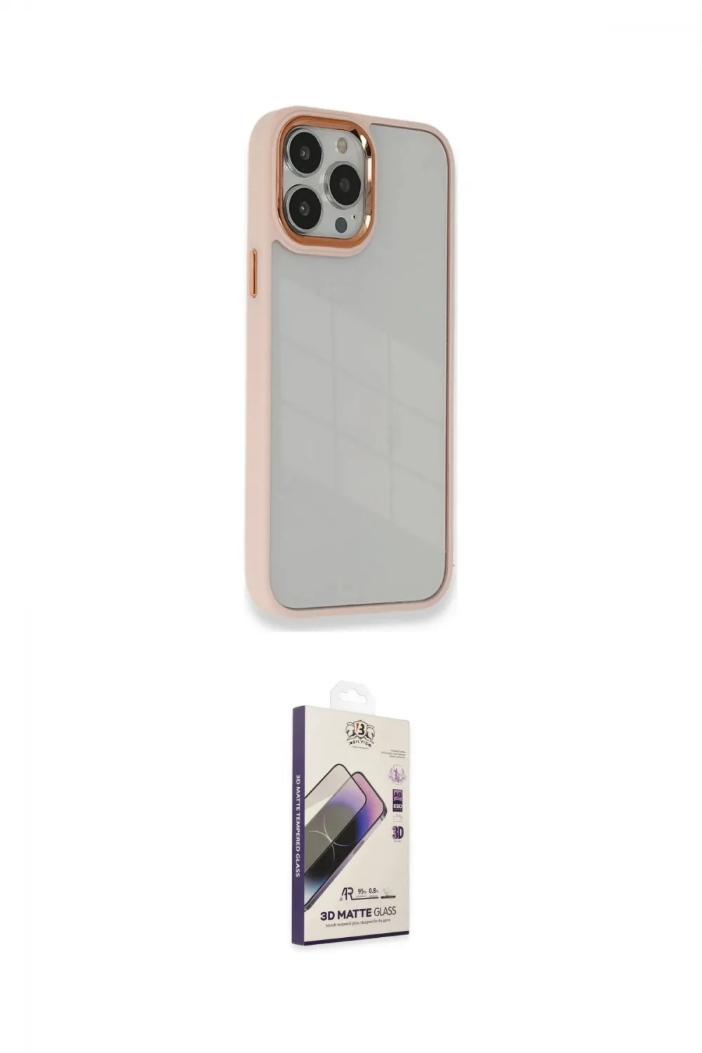 ieg™ iPhone 14 Pro Kılıf Eksen Doku Prime - Siyah Bilvis 3D Mat Cam Ekran Koruyucu