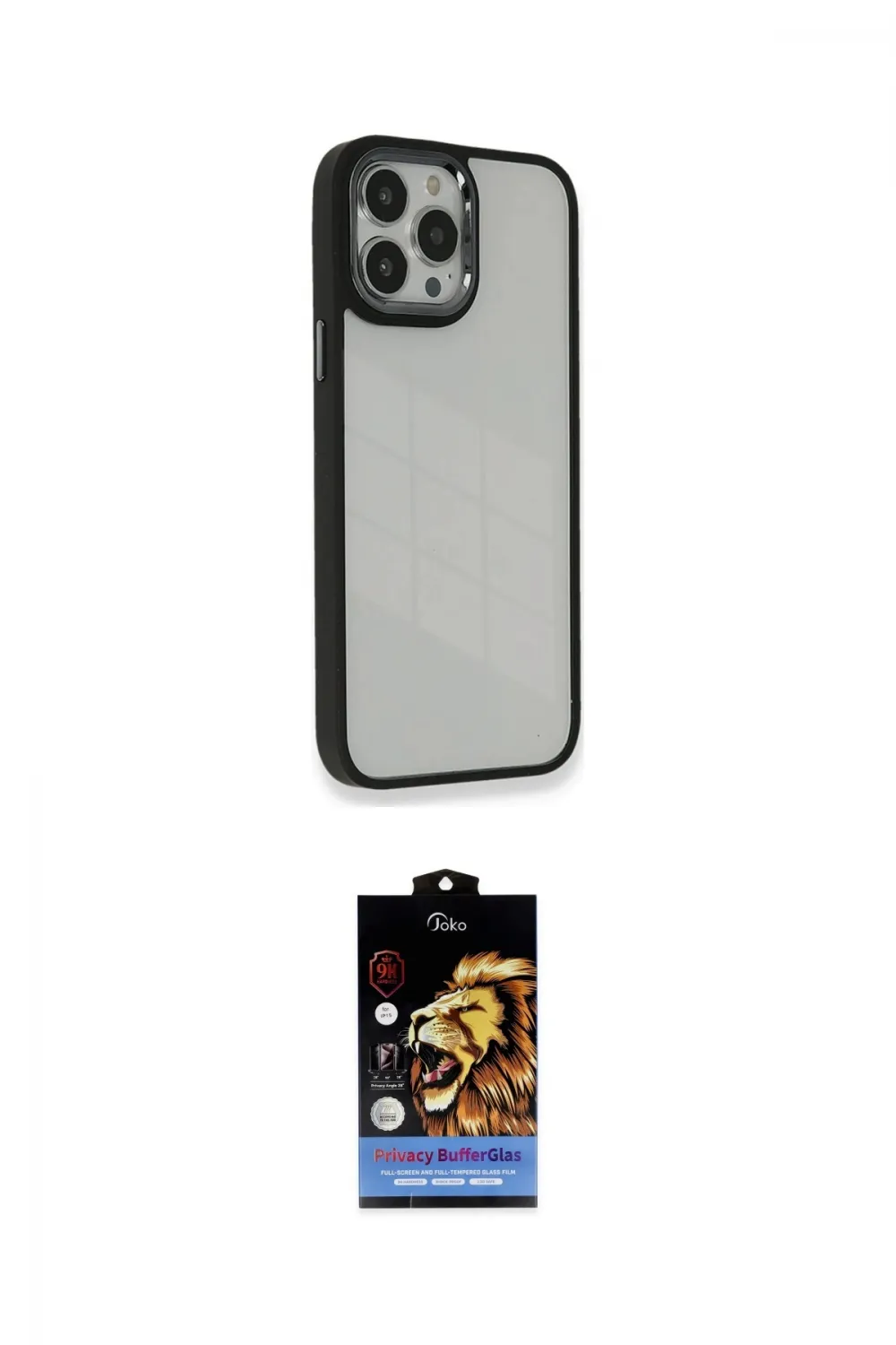 ieg™ iPhone 14 Pro Kılıf Eksen Doku Prime - Siyah Buffer Hayalet Cam Ekran Koruyucu