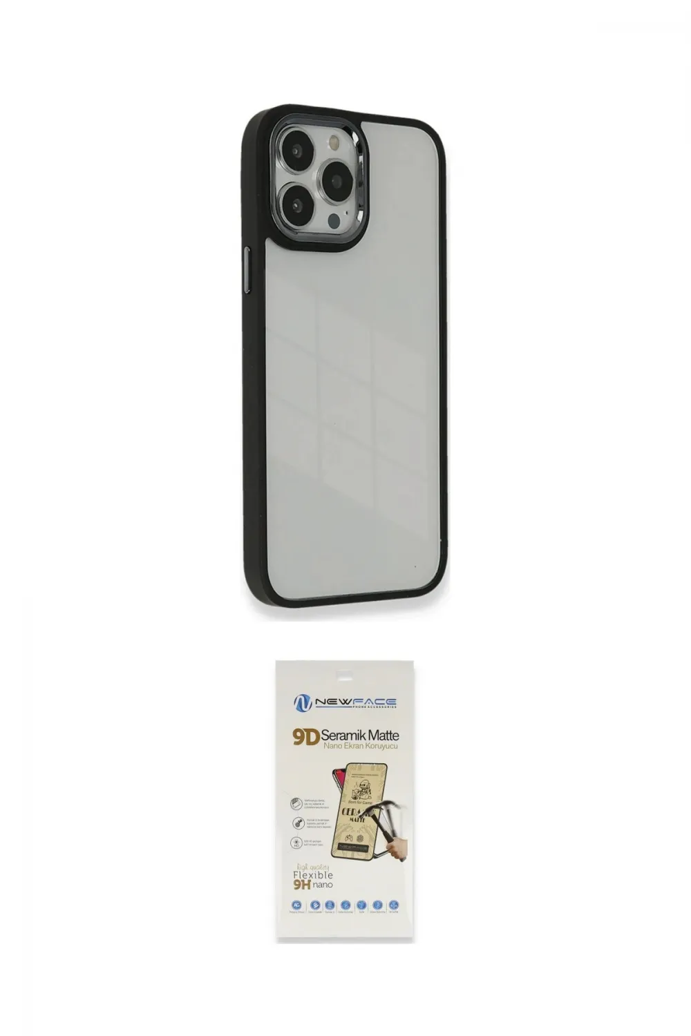 ieg™ iPhone 14 Pro Kılıf Eksen Doku Prime - Siyah Mat Seramik Nano Ekran Koruyucu