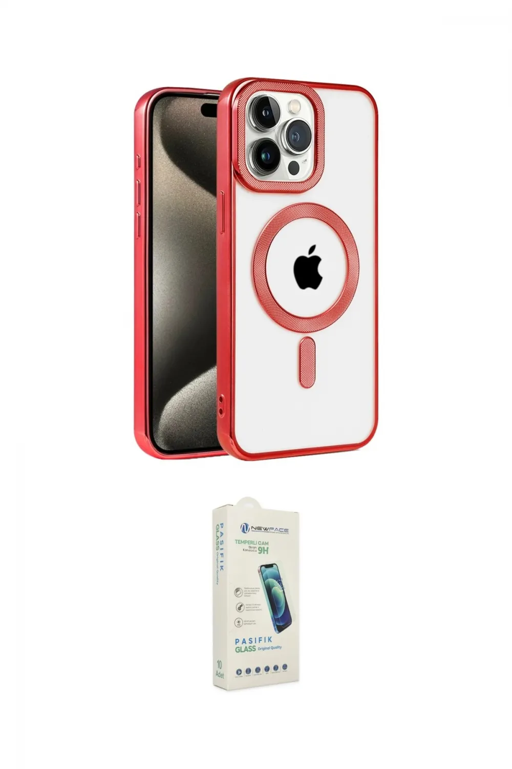 ieg™ iPhone 14 Pro Kılıf Eksen Form Koleksiyonu - Şeffaf Pasifik Cam Ekran Koruyucu