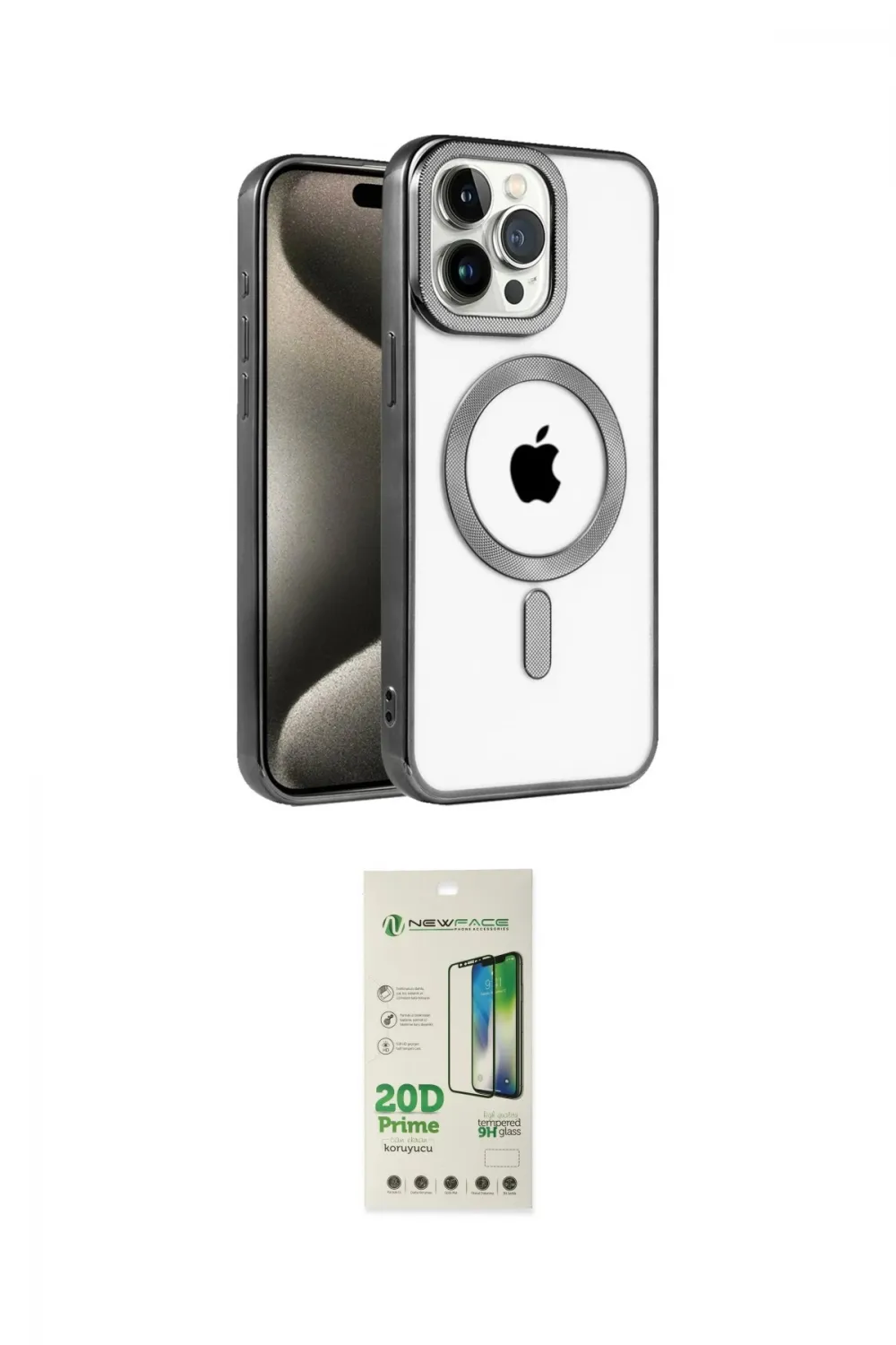 ieg™ iPhone 14 Pro Kılıf Eksen Form Koleksiyonu - Siyah 20D Premium Cam Ekran Koruyucu