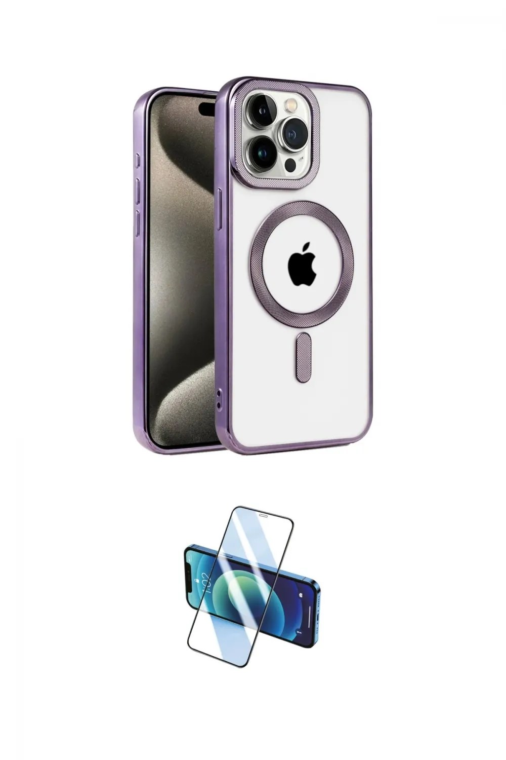 ieg™ iPhone 14 Pro Kılıf Eksen Form Koleksiyonu - Siyah 3D Antistatik Cam Ekran Koruyucu