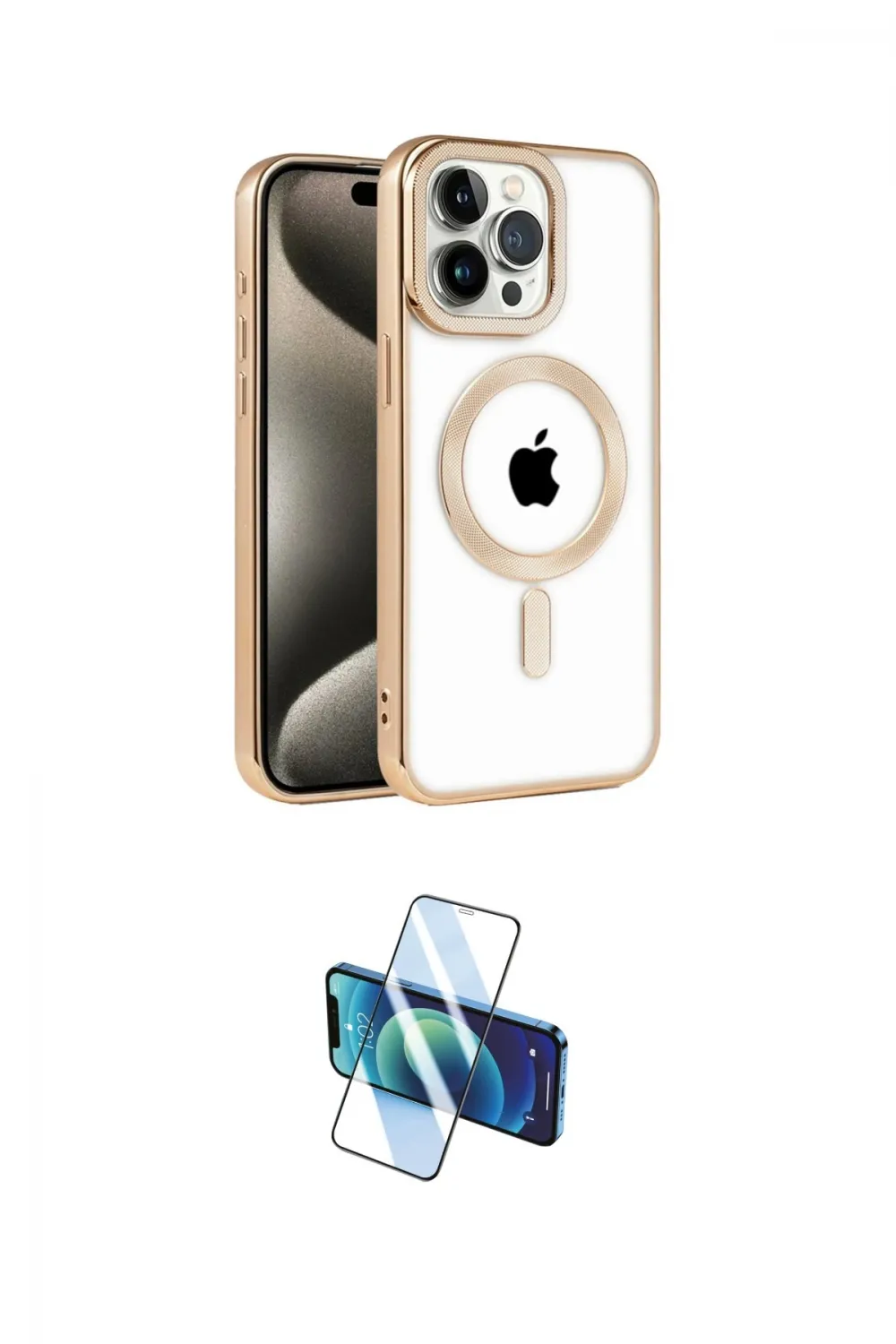 ieg™ iPhone 14 Pro Kılıf Eksen Form Koleksiyonu - Siyah 3D Antistatik Cam Ekran Koruyucu
