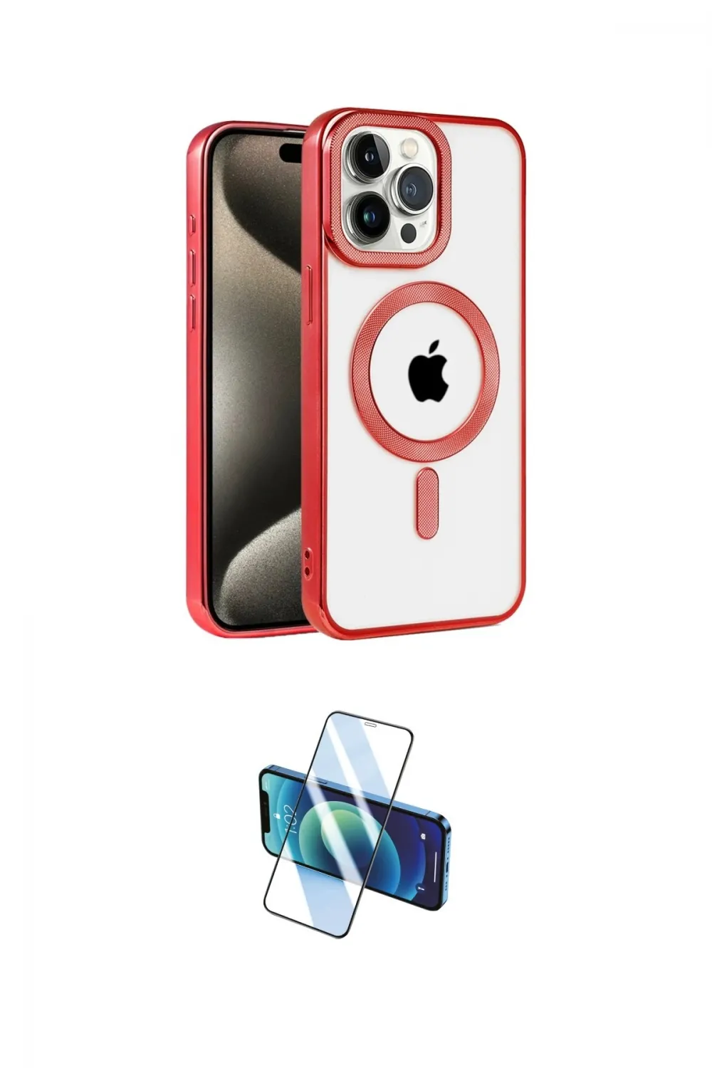 ieg™ iPhone 14 Pro Kılıf Eksen Form Koleksiyonu - Siyah 3D Antistatik Cam Ekran Koruyucu
