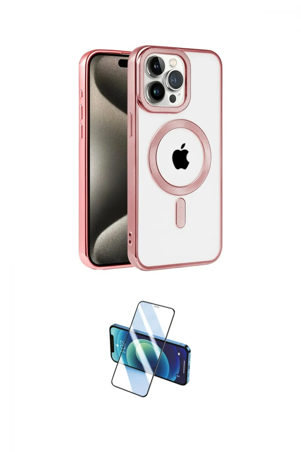 ieg™ iPhone 14 Pro Kılıf Eksen Form Koleksiyonu - Siyah 3D Antistatik Cam Ekran Koruyucu
