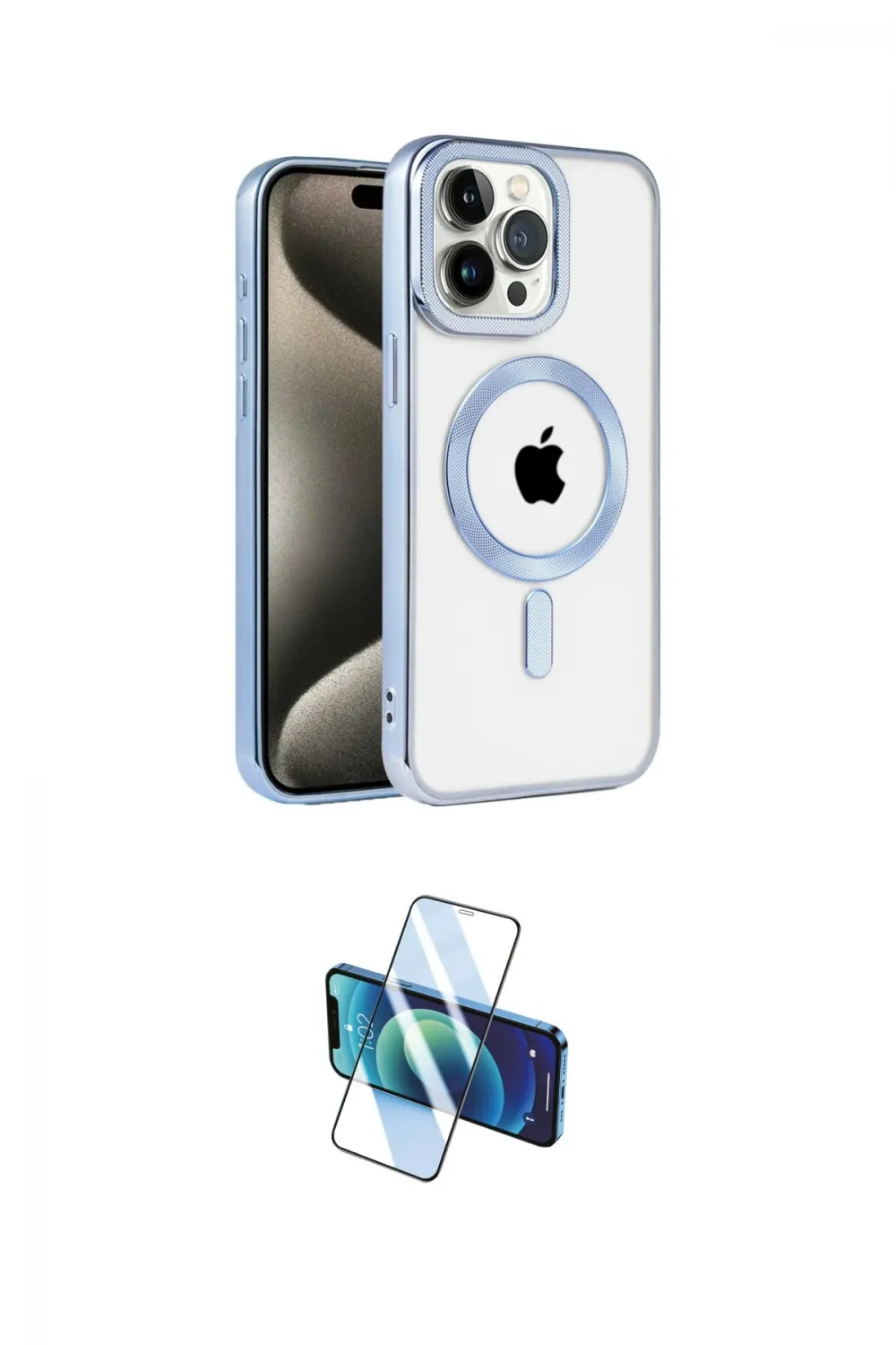 ieg™ iPhone 14 Pro Kılıf Eksen Form Koleksiyonu - Siyah 3D Antistatik Cam Ekran Koruyucu