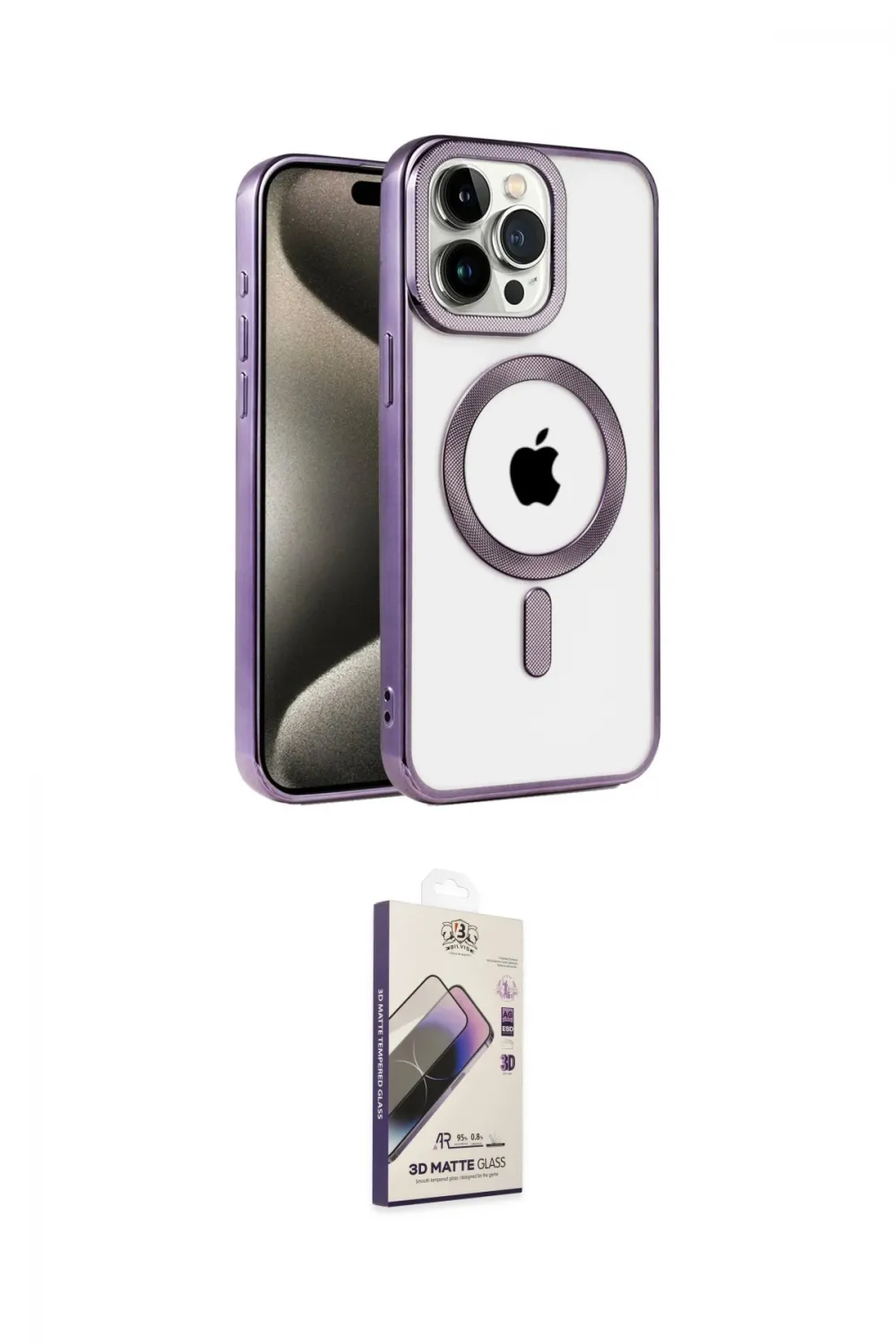 ieg™ iPhone 14 Pro Kılıf Eksen Form Koleksiyonu - Siyah Bilvis 3D Mat Cam Ekran Koruyucu