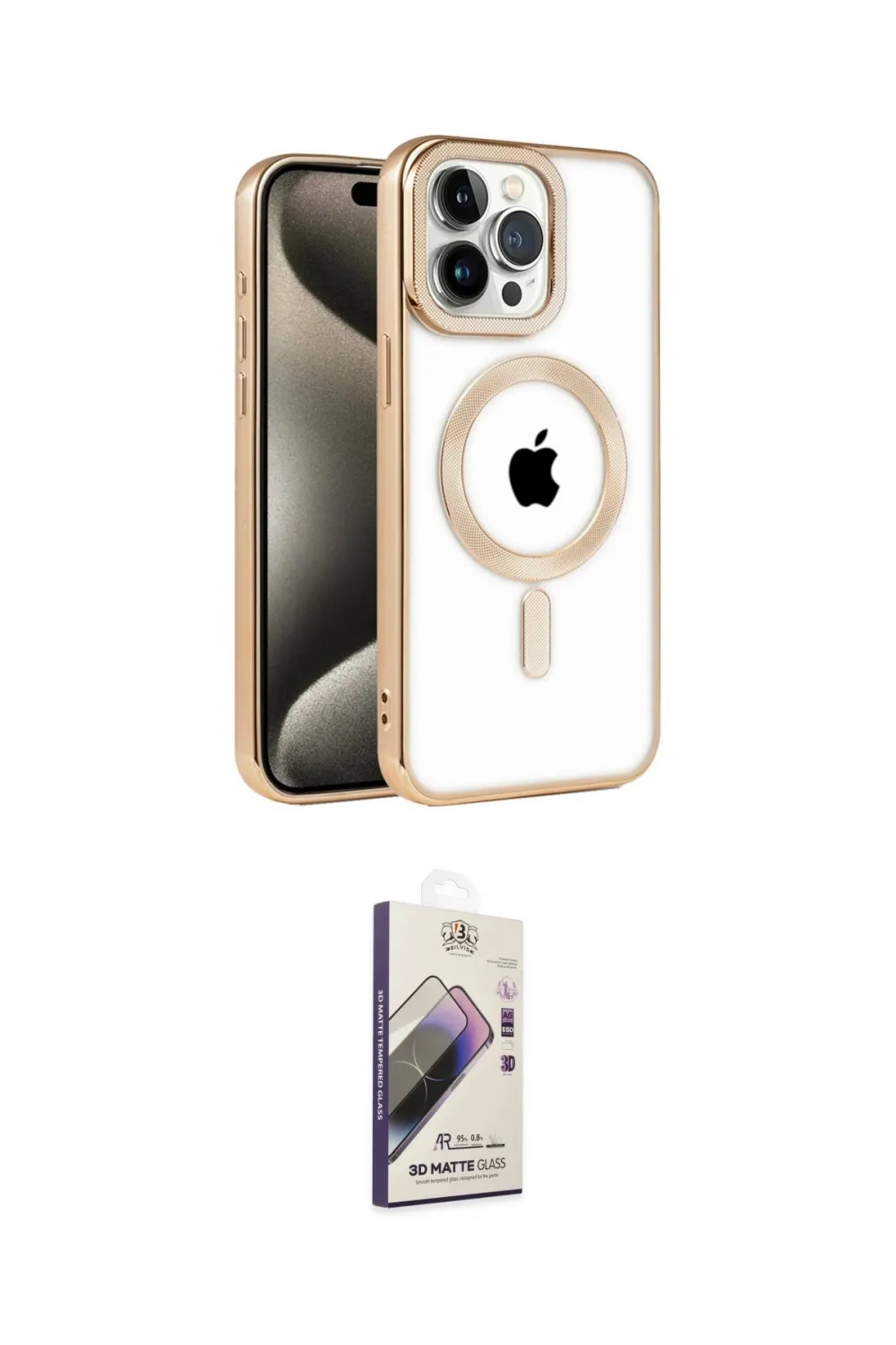 ieg™ iPhone 14 Pro Kılıf Eksen Form Koleksiyonu - Siyah Bilvis 3D Mat Cam Ekran Koruyucu