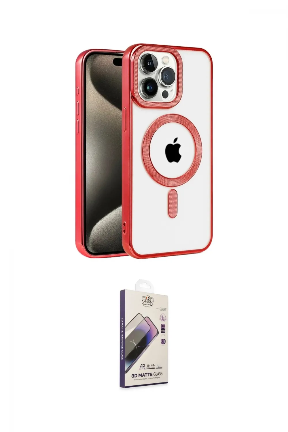 ieg™ iPhone 14 Pro Kılıf Eksen Form Koleksiyonu - Siyah Bilvis 3D Mat Cam Ekran Koruyucu