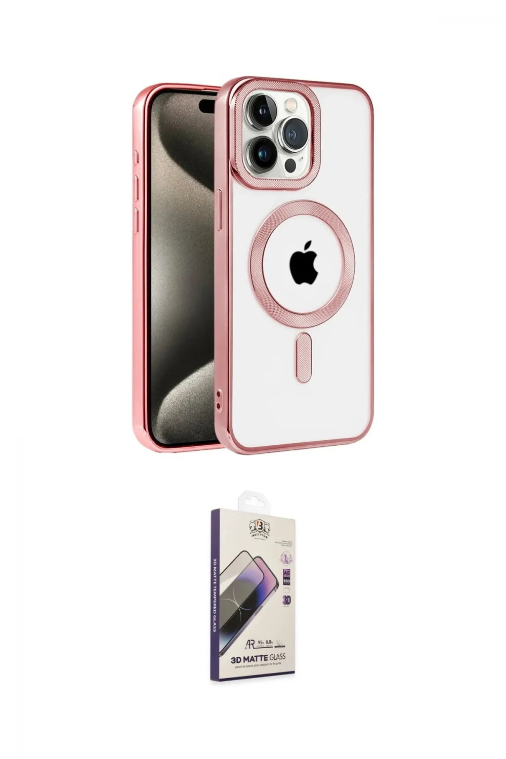 ieg™ iPhone 14 Pro Kılıf Eksen Form Koleksiyonu - Siyah Bilvis 3D Mat Cam Ekran Koruyucu