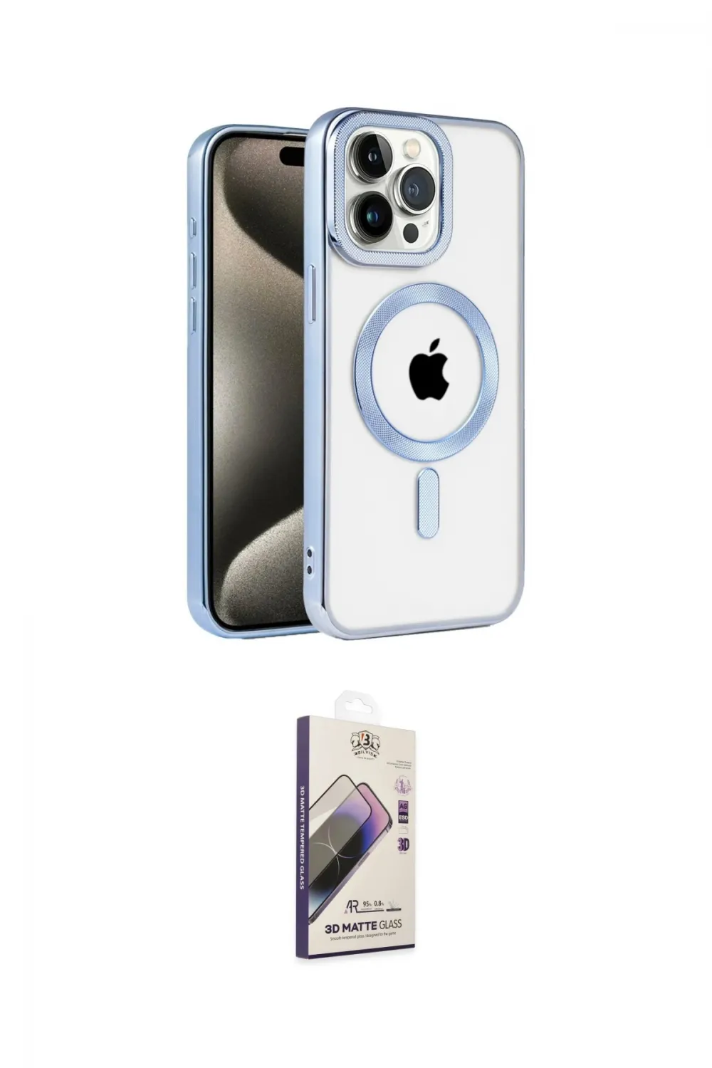 ieg™ iPhone 14 Pro Kılıf Eksen Form Koleksiyonu - Siyah Bilvis 3D Mat Cam Ekran Koruyucu