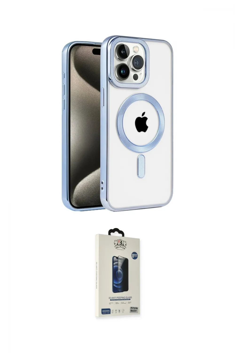 ieg™ iPhone 14 Pro Kılıf Eksen Form Koleksiyonu - Siyah Bilvis Hayalet Cam Ekran Koruyucu