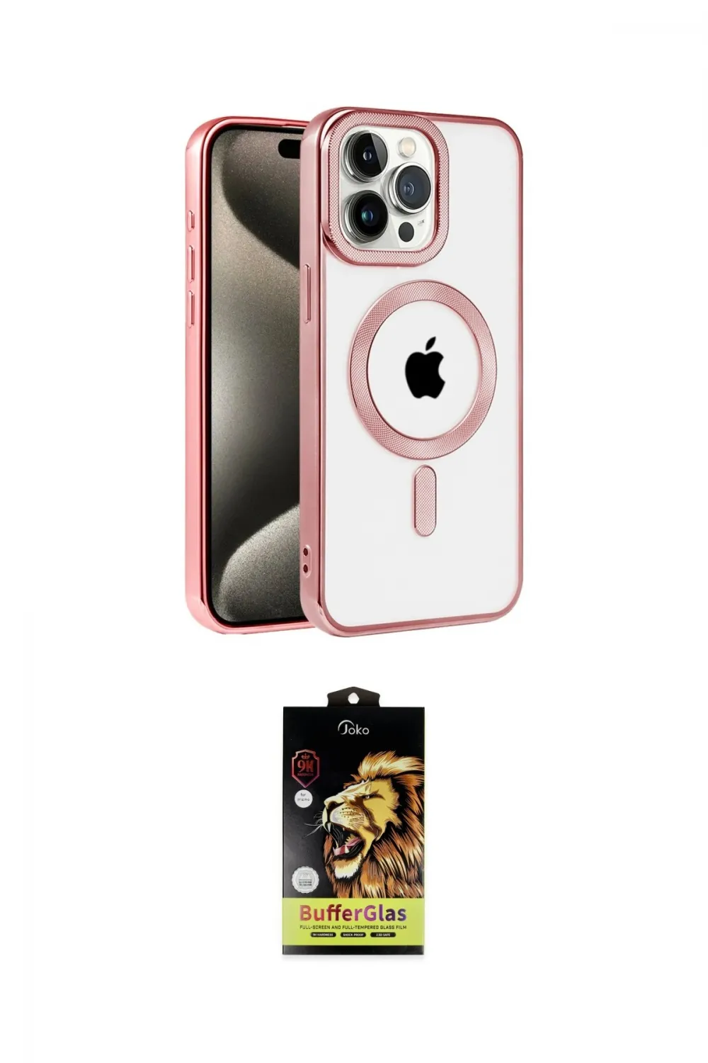 ieg™ iPhone 14 Pro Kılıf Eksen Form Koleksiyonu - Siyah Buffer Cam Ekran Koruyucu