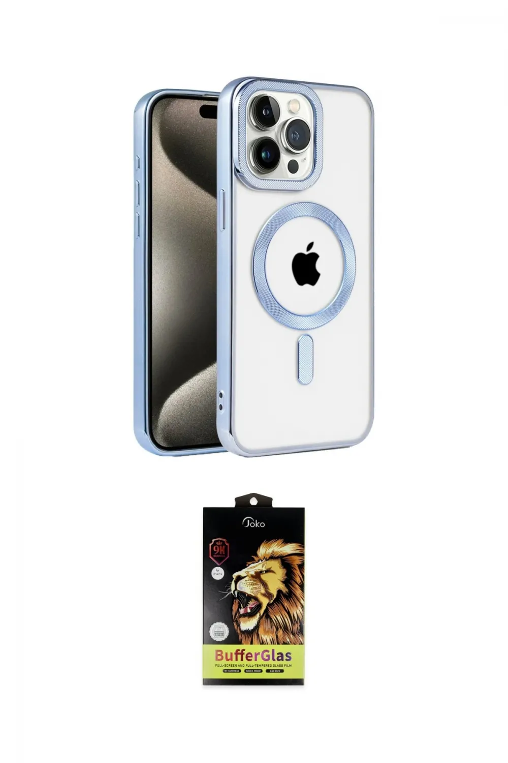 ieg™ iPhone 14 Pro Kılıf Eksen Form Koleksiyonu - Siyah Buffer Cam Ekran Koruyucu