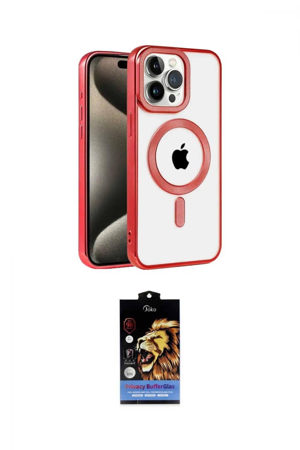 ieg™ iPhone 14 Pro Kılıf Eksen Form Koleksiyonu - Siyah Buffer Hayalet Cam Ekran Koruyucu