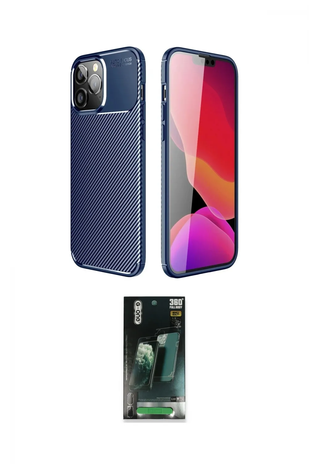 ieg™ iPhone 14 Pro Kılıf Eksen Form Prime - Siyah 360 Mat Full Body Arka Koruyucu