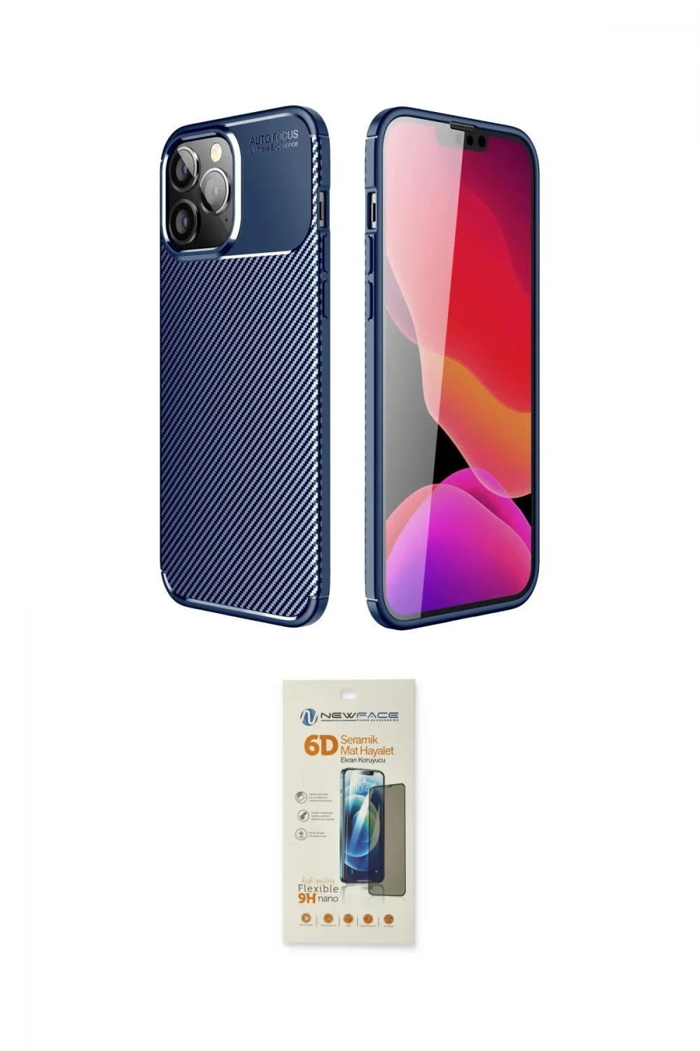 ieg™ iPhone 14 Pro Kılıf Eksen Form Prime - Siyah 6D Mat Seramik Hayalet Nano Ekran Koruyucu