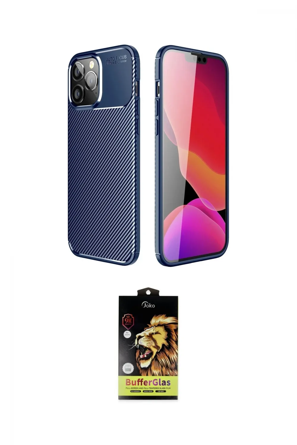 ieg™ iPhone 14 Pro Kılıf Eksen Form Prime - Siyah Buffer Cam Ekran Koruyucu