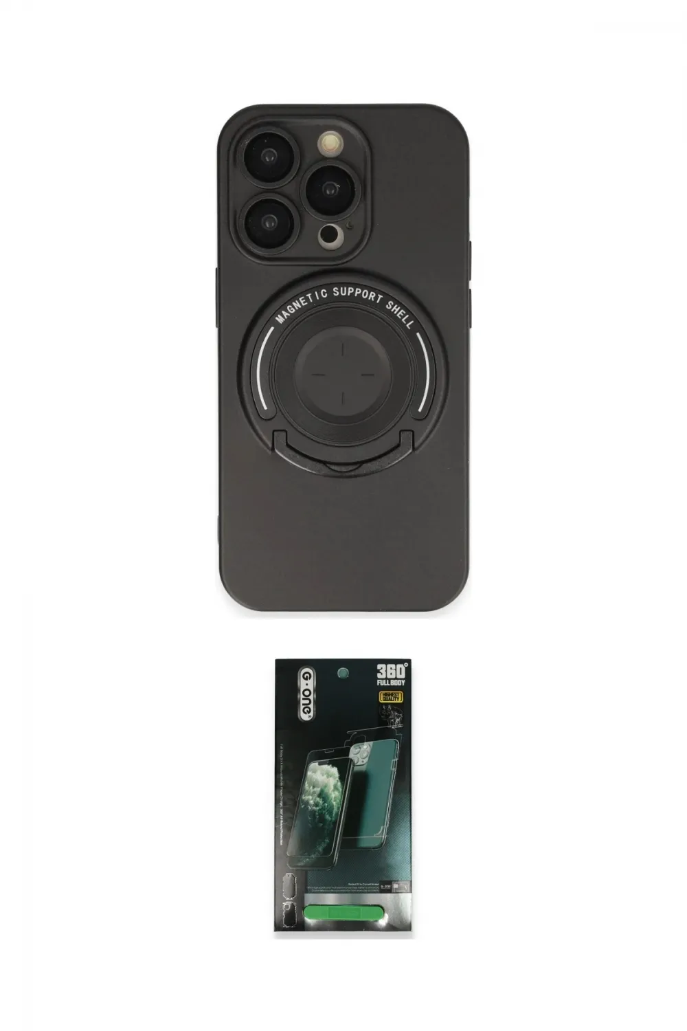 ieg™ iPhone 14 Pro Kılıf Eksen Klasik Prime - Siyah 360 Mat Full Body Arka Koruyucu
