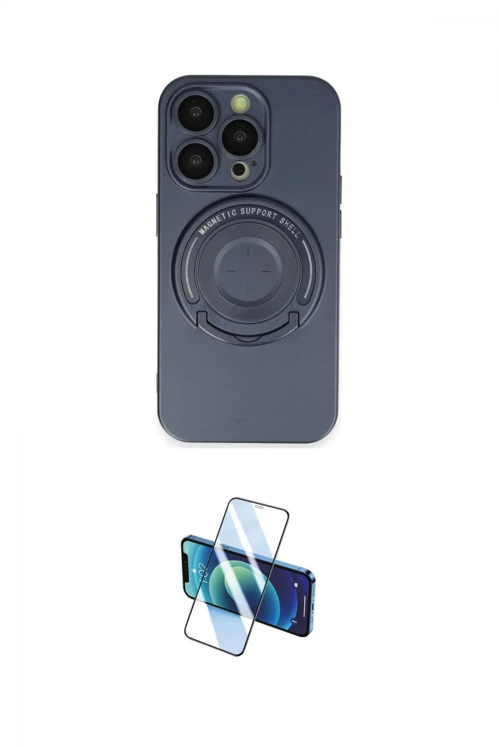 ieg™ iPhone 14 Pro Kılıf Eksen Klasik Prime - Siyah 3D Antistatik Cam Ekran Koruyucu