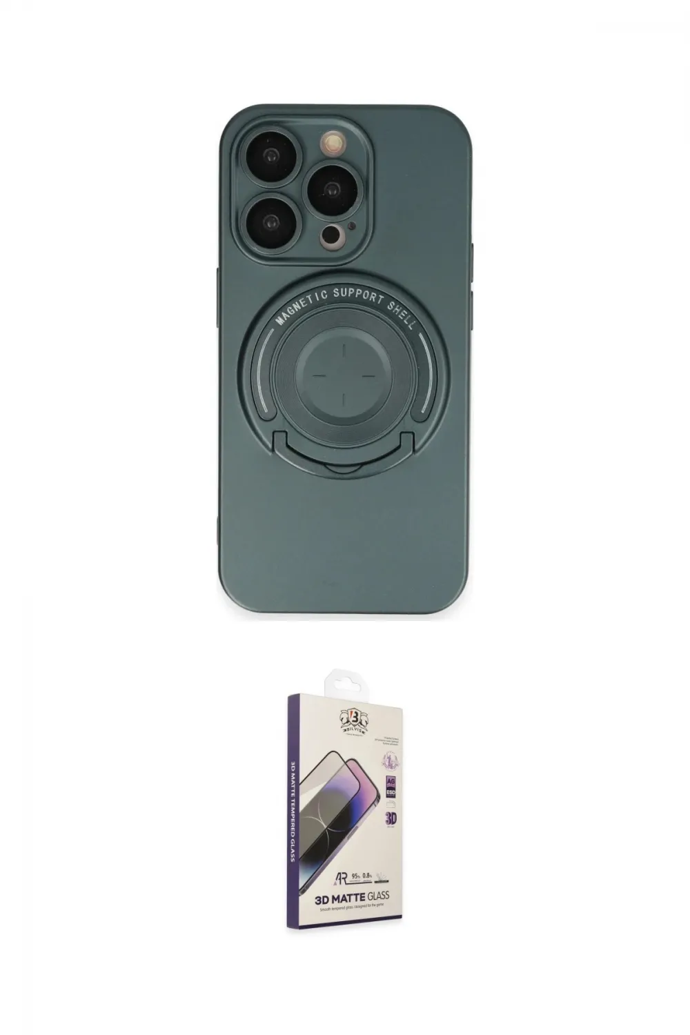 ieg™ iPhone 14 Pro Kılıf Eksen Klasik Prime - Siyah Bilvis 3D Mat Cam Ekran Koruyucu