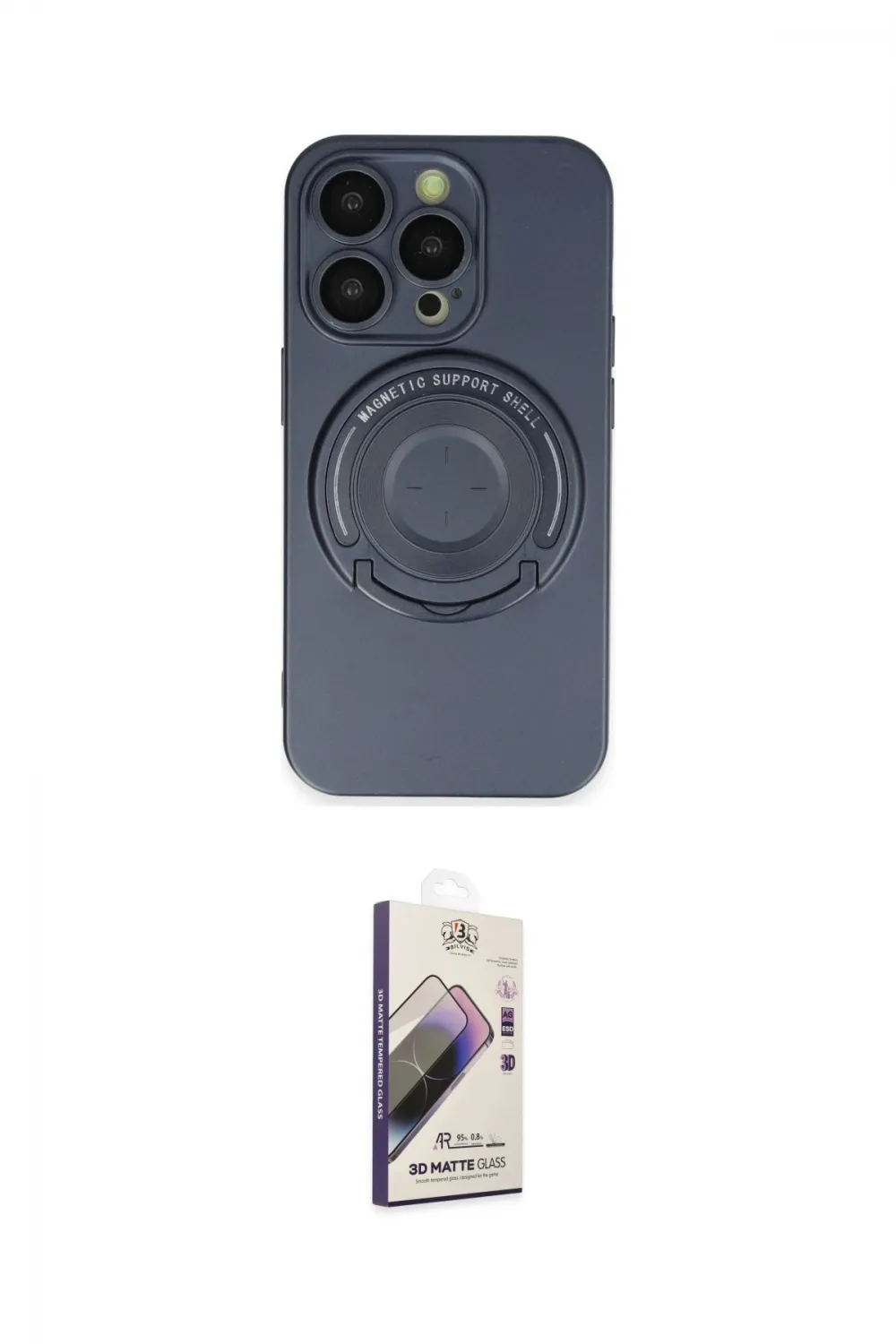 ieg™ iPhone 14 Pro Kılıf Eksen Klasik Prime - Siyah Bilvis 3D Mat Cam Ekran Koruyucu